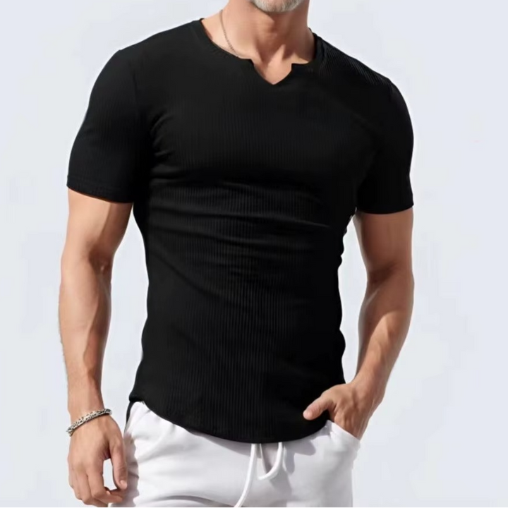 Camiseta deportiva slim fit de cuello en V para hombre