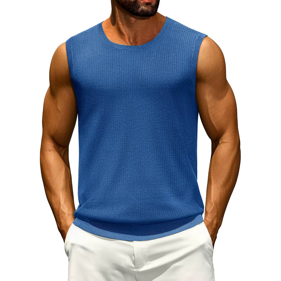 Camiseta de tirantes casual de punto acanalado para hombre