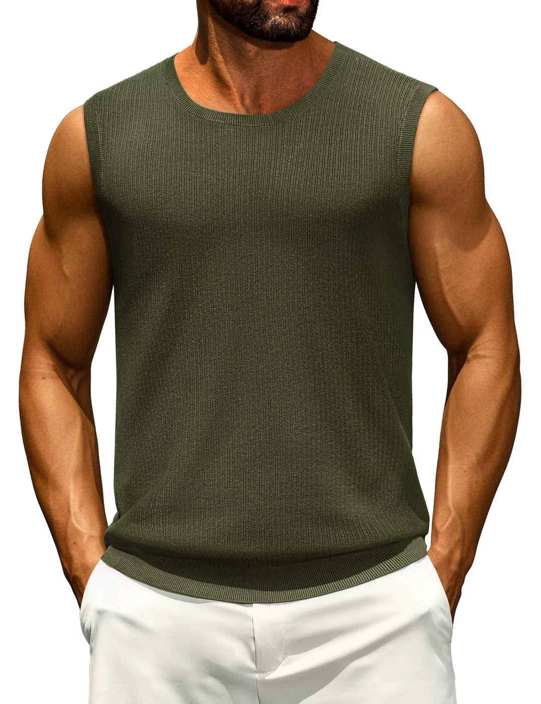Camiseta de tirantes casual de punto acanalado para hombre