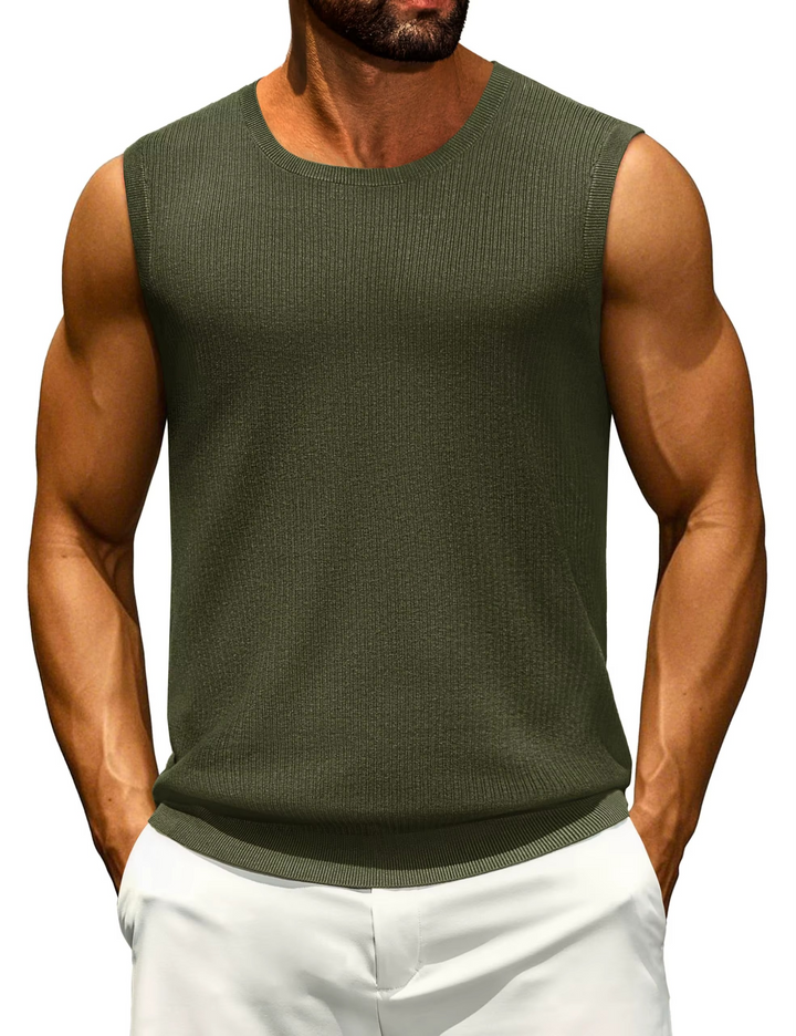 Camiseta de tirantes casual de punto acanalado para hombre