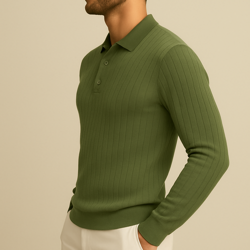 Polo de punto de manga larga para hombre