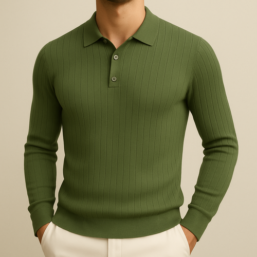 Polo de punto de manga larga para hombre