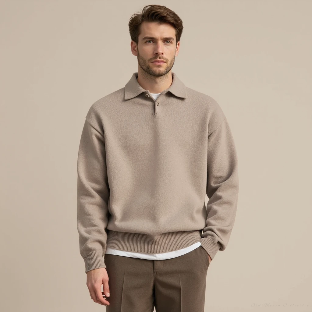 Jersey Cortina de lana half-zip con botones
