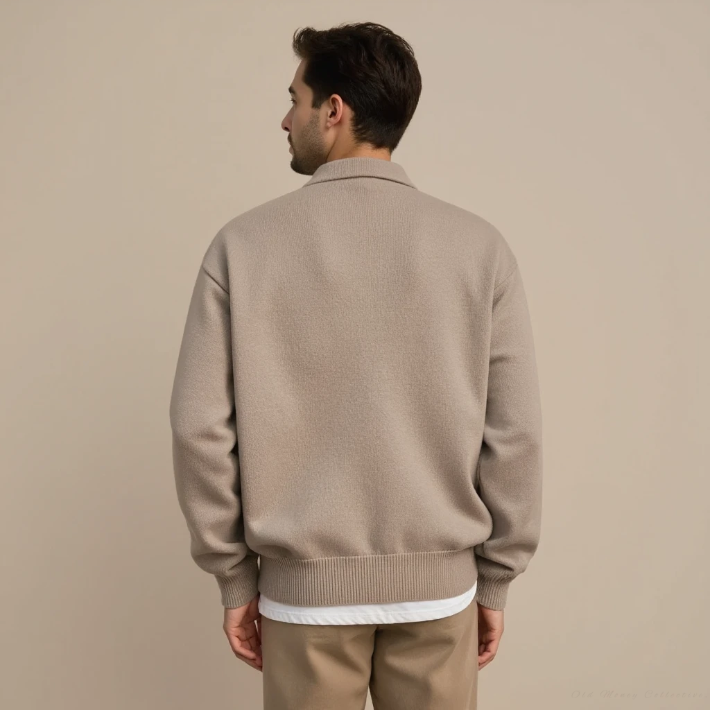 Jersey Cortina de lana half-zip con botones